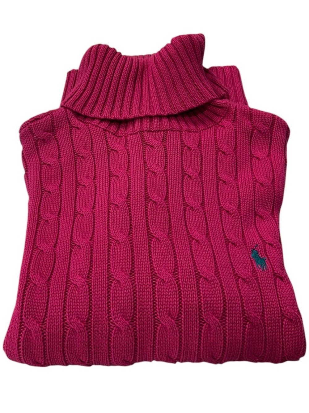 Ralph Lauren Sport Vintage Cable Knit Pink Turtleneck Women's XL - Picture 5 of 16